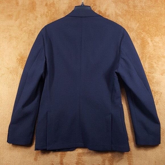 HUGO BOSS Sport Coat Mens Size 38 R Navy Slim Fit Seersucker Blazer HANRY $695 - Picture 5 of 13